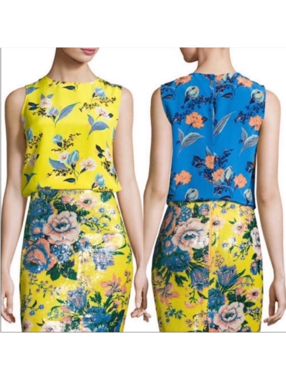 Diane Von Furstenberg 100% Silk Floral Sleeveless Top
